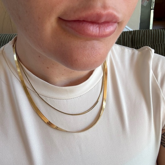 Gold-Plated Sterling Silver Herringbone Necklace - Picture 2 of 6